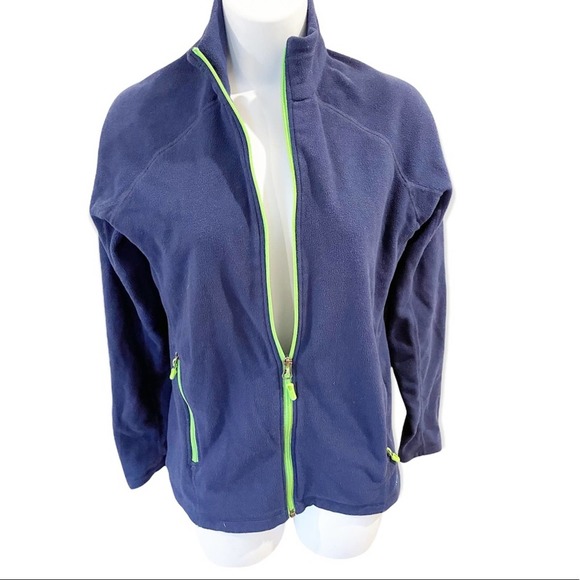 Marmot Fleece Long Sleeve Full Zip Jacket Blue with Green Accents Size Medium - Picture 5 of 13